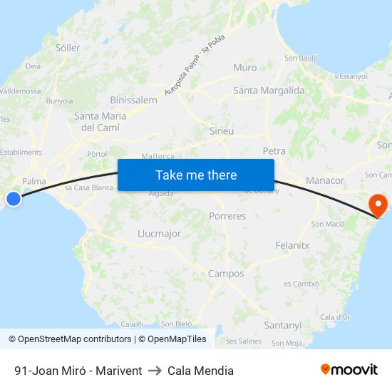 91-Joan Miró - Marivent to Cala Mendia map