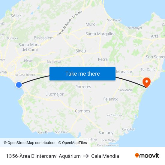 1356-Àrea D'Intercanvi Aquàrium to Cala Mendia map
