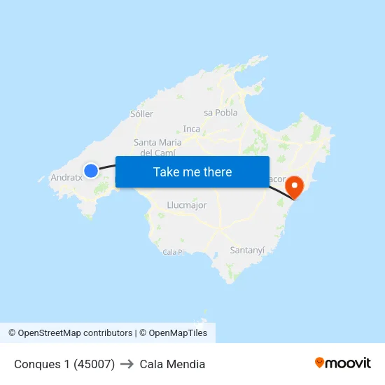 Conques 1 (45007) to Cala Mendia map