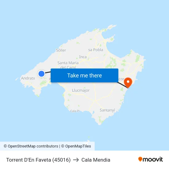 Torrent D'En Faveta (45016) to Cala Mendia map