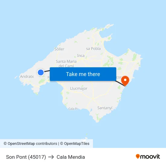 Son Pont (45017) to Cala Mendia map