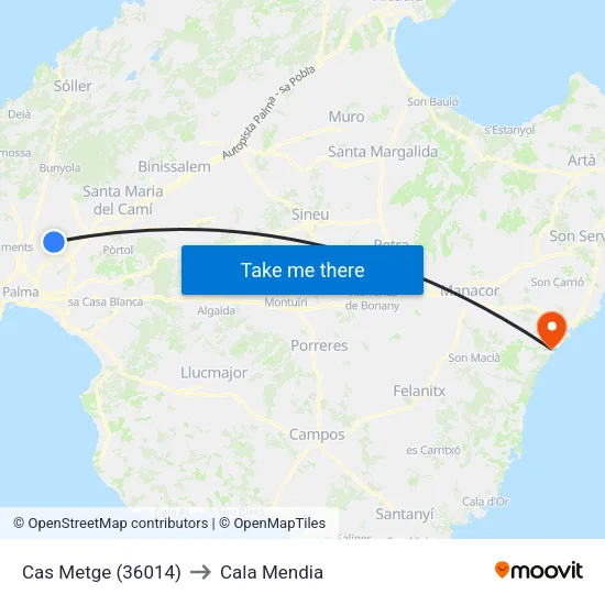 Cas Metge (36014) to Cala Mendia map