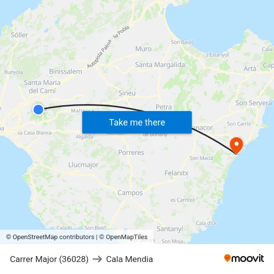 Carrer Major (36028) to Cala Mendia map