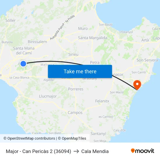 Major - Can Pericàs 2 (36094) to Cala Mendia map