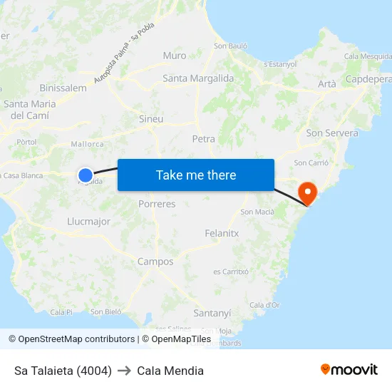 Sa Talaieta (4004) to Cala Mendia map