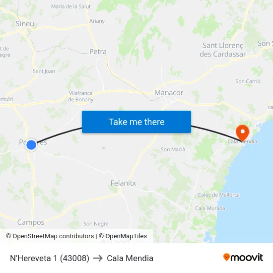 N'Hereveta 1 (43008) to Cala Mendia map