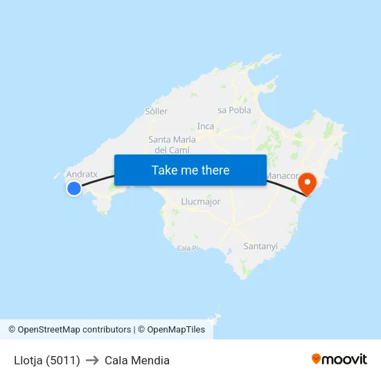 Llotja (5011) to Cala Mendia map
