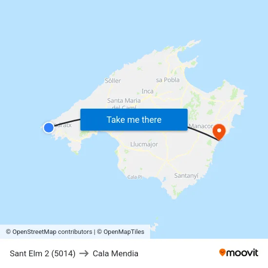 Sant Elm 2 (5014) to Cala Mendia map