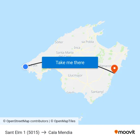 Sant Elm 1 (5015) to Cala Mendia map