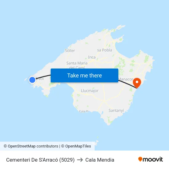 Cementeri De S'Arracó (5029) to Cala Mendia map
