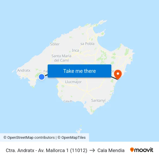 Ctra. Andratx - Av. Mallorca 1 (11012) to Cala Mendia map