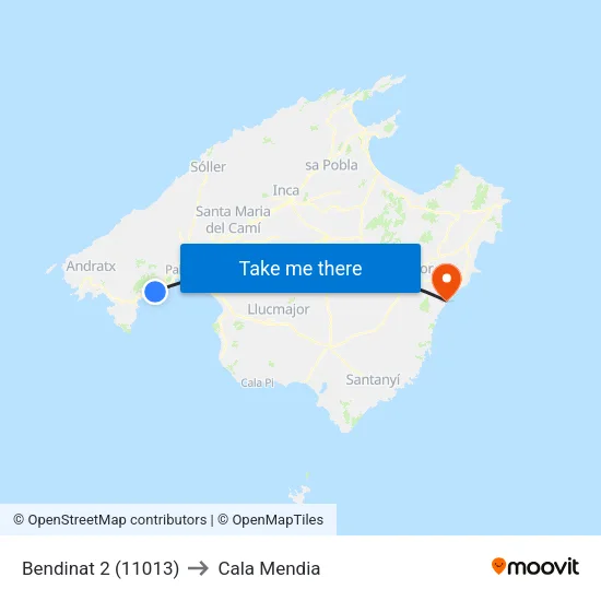 Bendinat 2 (11013) to Cala Mendia map