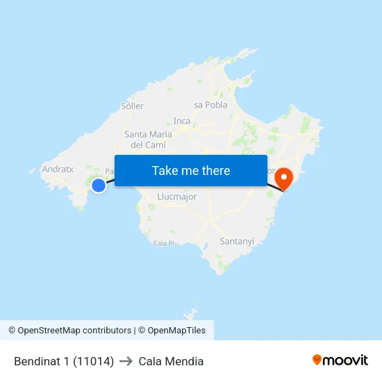 Bendinat 1 (11014) to Cala Mendia map
