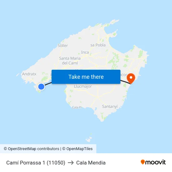 Camí Porrassa 1 (11050) to Cala Mendia map