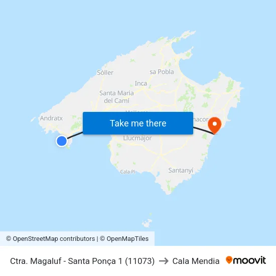 Ctra. Magaluf - Santa Ponça 1 (11073) to Cala Mendia map