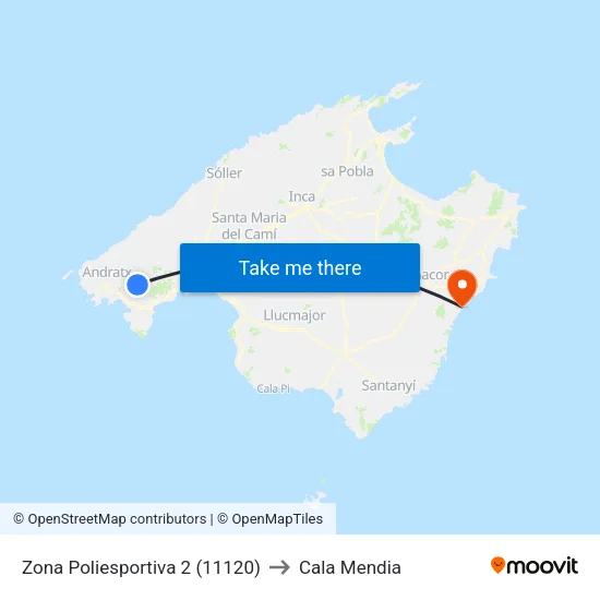 Zona Poliesportiva 2 (11120) to Cala Mendia map