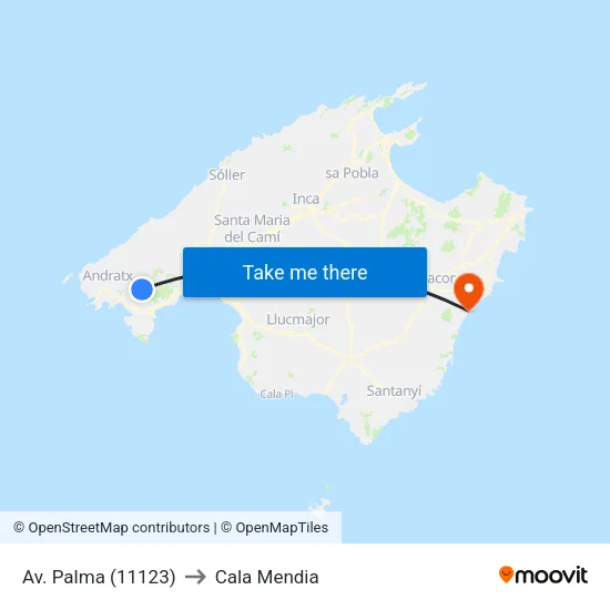 Av. Palma (11123) to Cala Mendia map