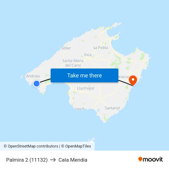 Palmira 2 (11132) to Cala Mendia map