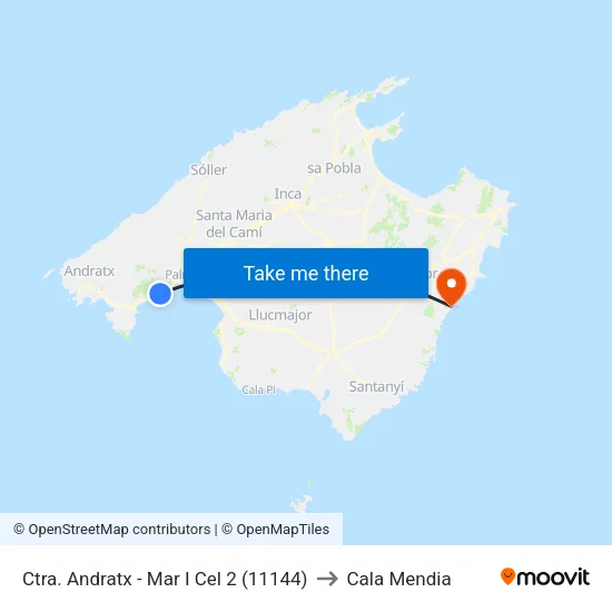 Ctra. Andratx - Mar I Cel 2 (11144) to Cala Mendia map