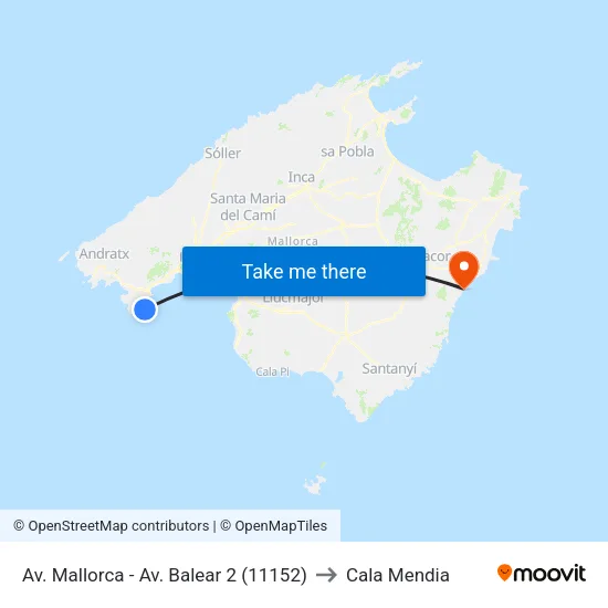 Av. Mallorca - Av. Balear 2 (11152) to Cala Mendia map