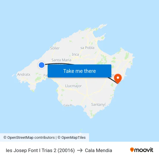 Ies Josep Font I Trias 2 (20016) to Cala Mendia map