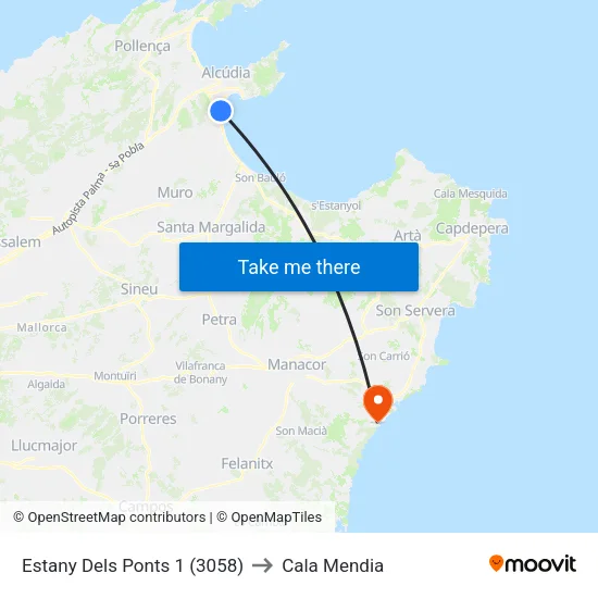 Estany Dels Ponts 1 (3058) to Cala Mendia map