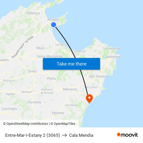 Entre-Mar-I-Estany 2 (3065) to Cala Mendia map