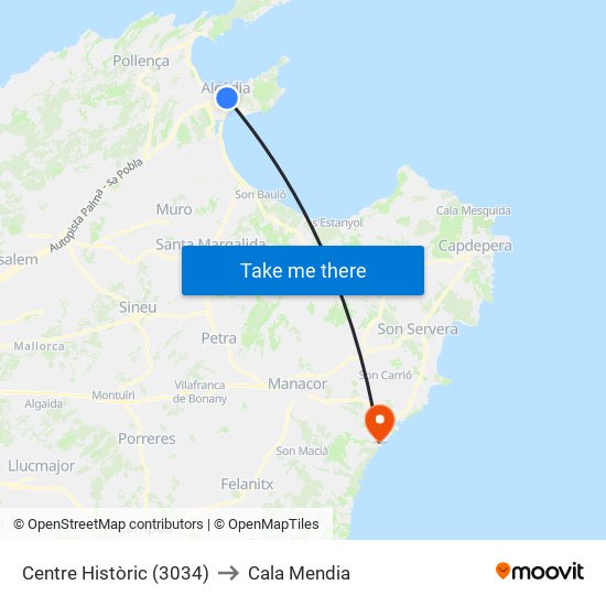 Centre Històric (3034) to Cala Mendia map