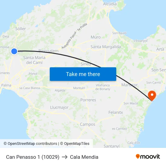 Can Penasso 1 (10029) to Cala Mendia map