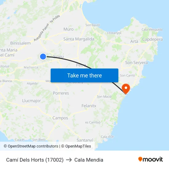 Camí Dels Horts (17002) to Cala Mendia map