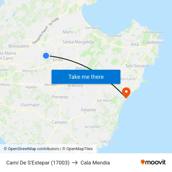 Camí De S'Estepar (17003) to Cala Mendia map