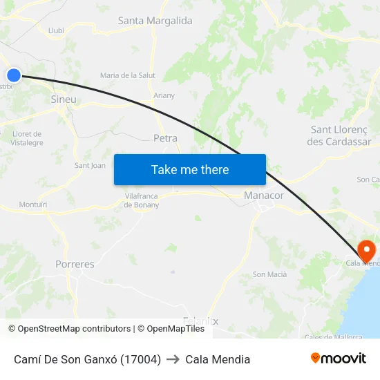 Camí De Son Ganxó (17004) to Cala Mendia map