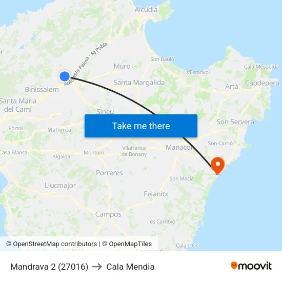 Mandrava 2 (27016) to Cala Mendia map