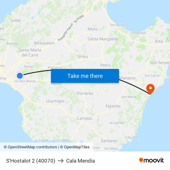 S'Hostalot 2 (40070) to Cala Mendia map