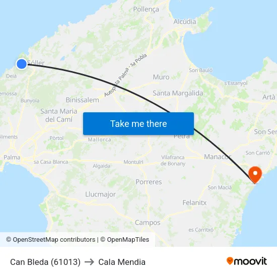 Can Bleda (61013) to Cala Mendia map