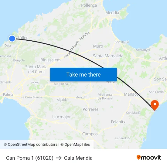 Can Poma 1 (61020) to Cala Mendia map