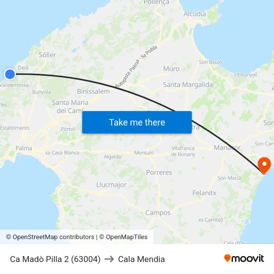 Ca Madò Pilla 2 (63004) to Cala Mendia map