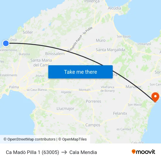 Ca Madò Pilla 1 (63005) to Cala Mendia map