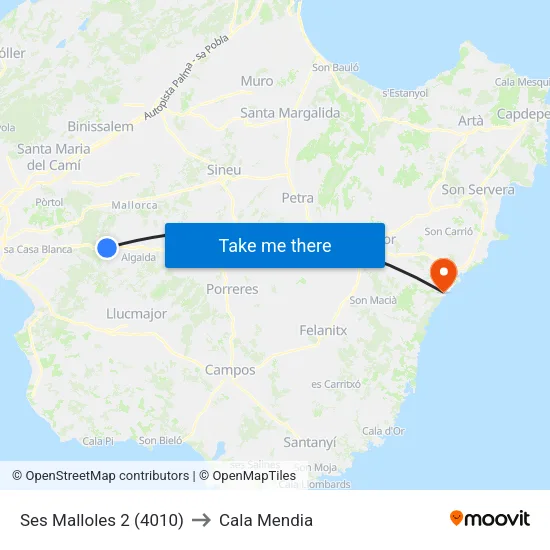Ses Malloles 2 (4010) to Cala Mendia map