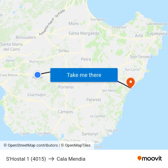 S'Hostal 1 (4015) to Cala Mendia map