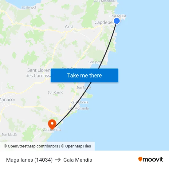 Magallanes (14034) to Cala Mendia map