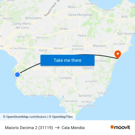 Maioris Decima 2 (31119) to Cala Mendia map
