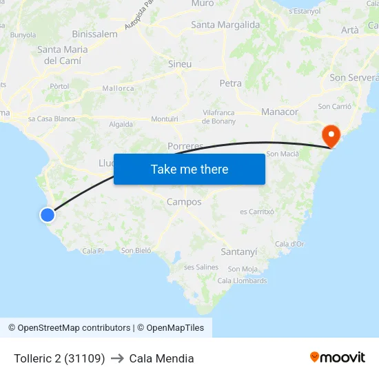 Tolleric 2 (31109) to Cala Mendia map