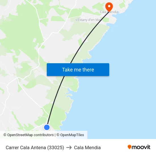Carrer Cala Antena (33025) to Cala Mendia map