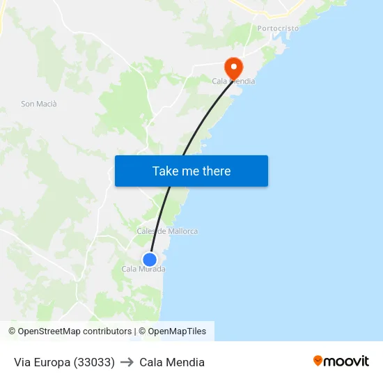 Via Europa (33033) to Cala Mendia map