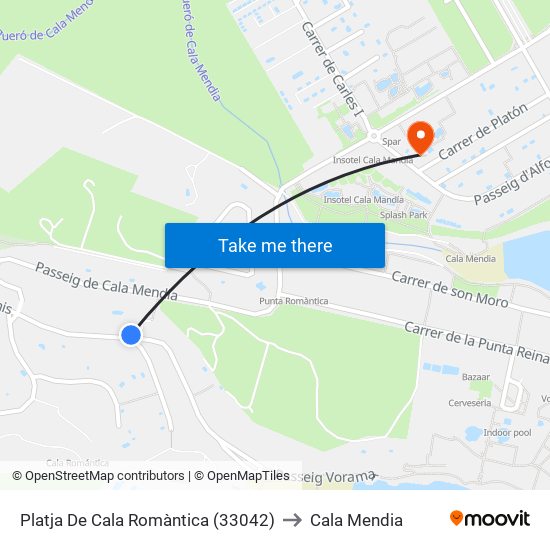 Platja De Cala Romàntica (33042) to Cala Mendia map