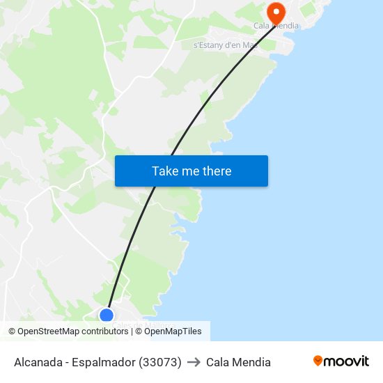 Alcanada - Espalmador (33073) to Cala Mendia map