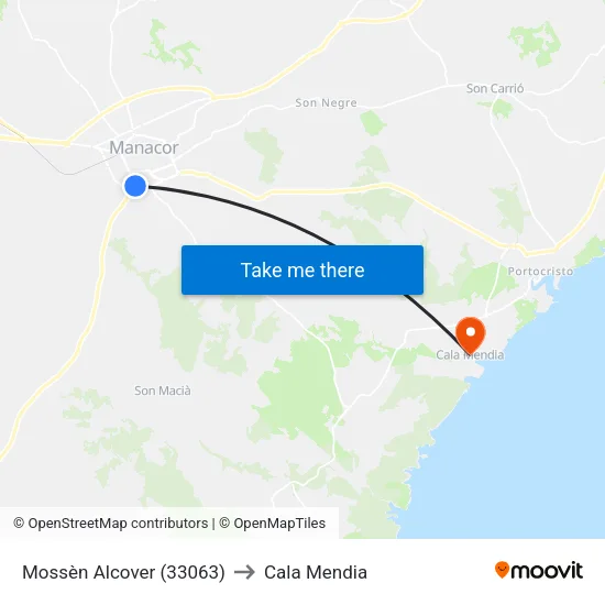Mossèn Alcover (33063) to Cala Mendia map