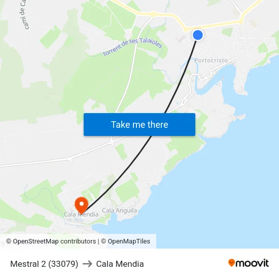Mestral 2 (33079) to Cala Mendia map