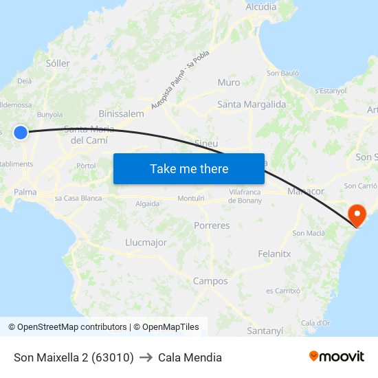Son Maixella 2 (63010) to Cala Mendia map
